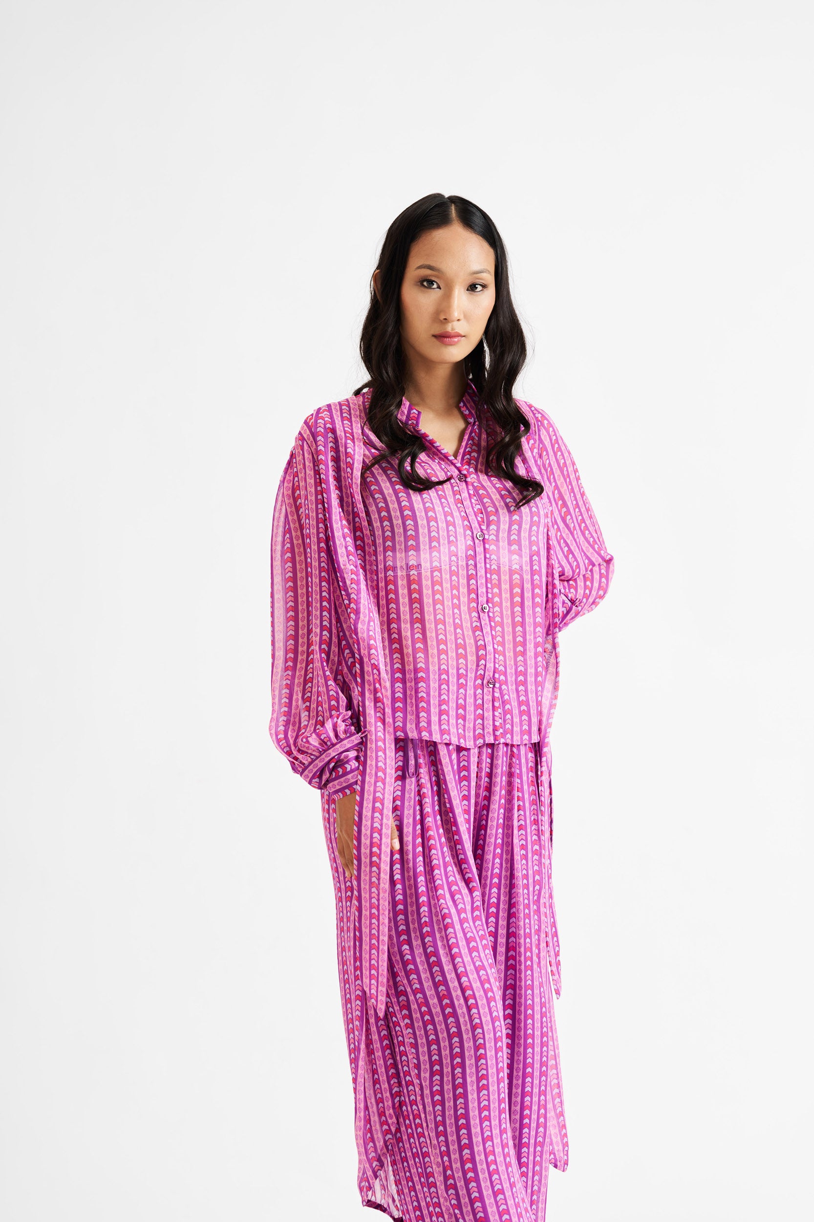 Tala-Purple Lines Shirt Kurta Set