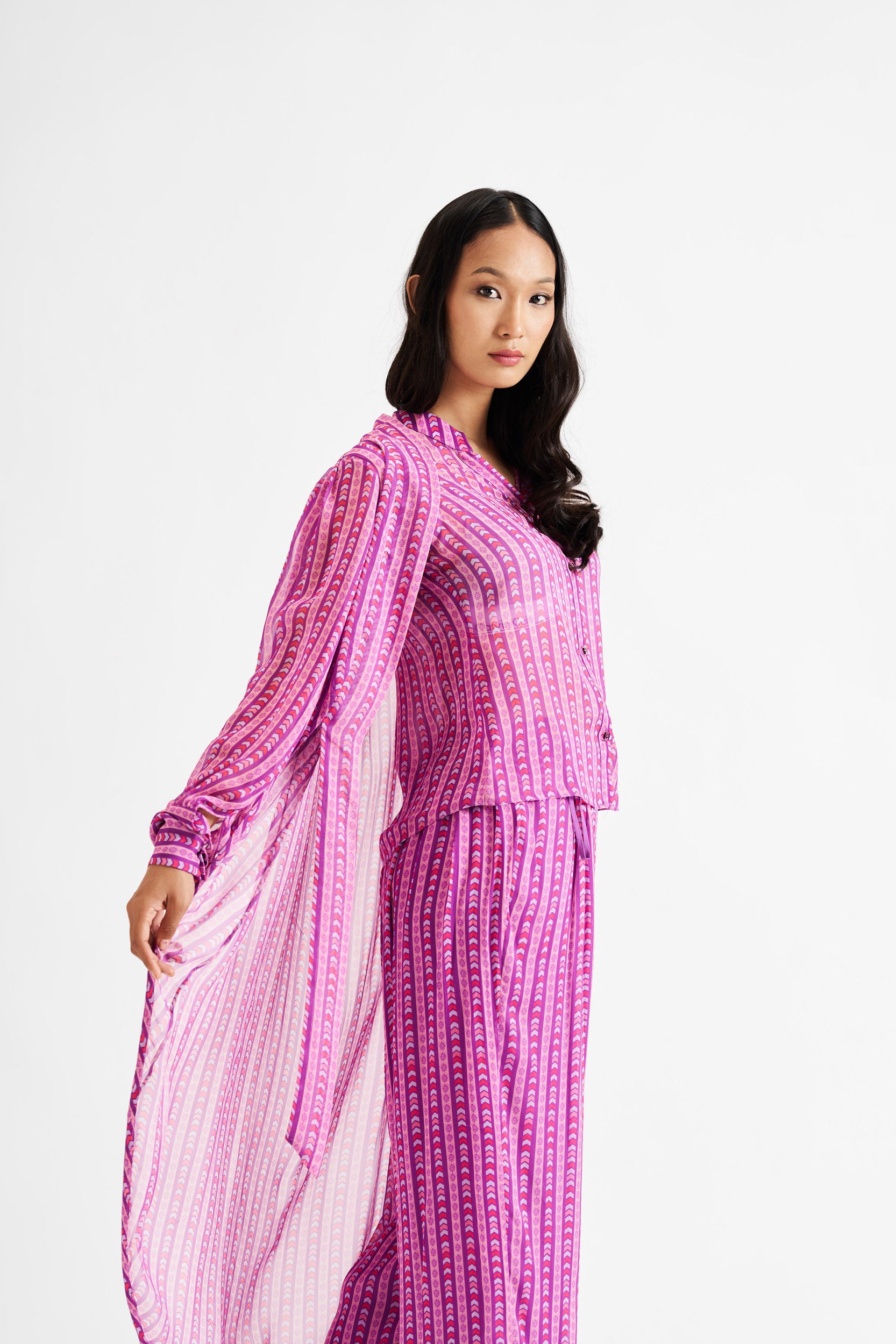 Tala-Purple Lines Shirt Kurta Set