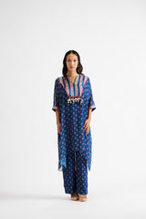 Martha-Blue Kurta Patch High Low Set