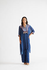 Martha-Blue Kurta Patch High Low Set