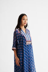 Martha-Blue Kurta Patch High Low Set