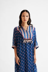 Martha-Blue Kurta Patch High Low Set