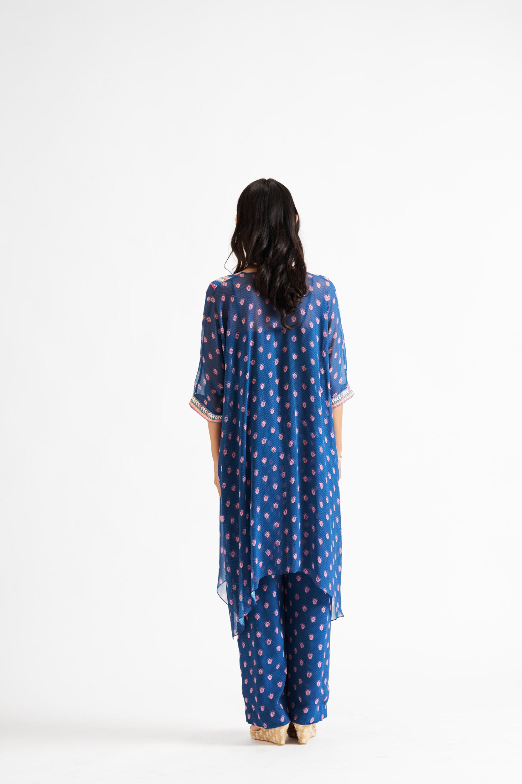 Martha-Blue Kurta Patch High Low Set