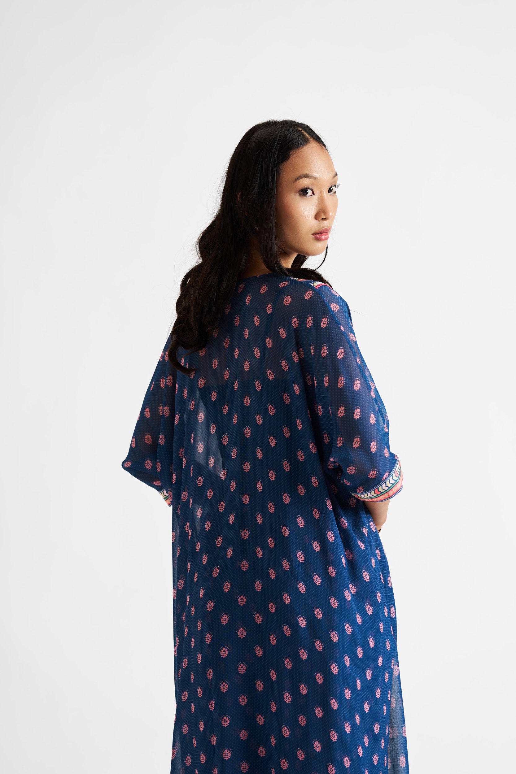 Martha-Blue Kurta Patch High Low Set