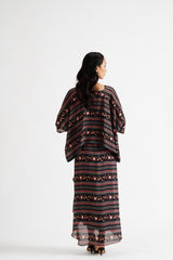 Ira-Black Kaftan & Drape Skirt