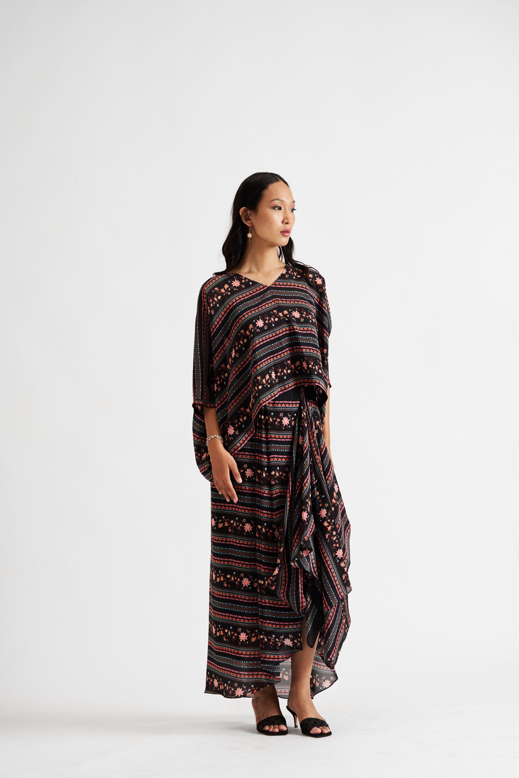 Ira-Black Kaftan & Drape Skirt