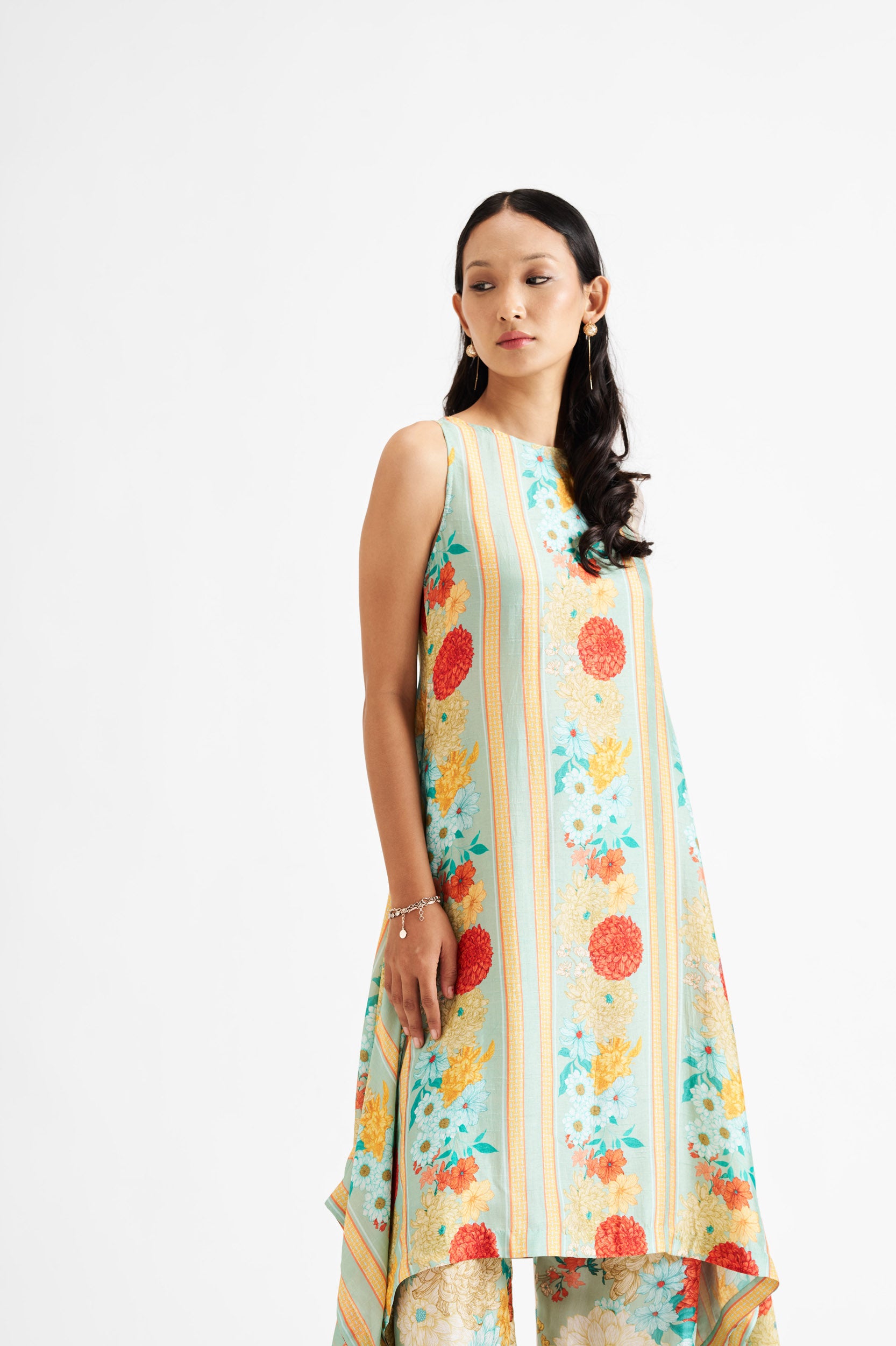 Tricy-Light Green Asymmetric Kurta Set