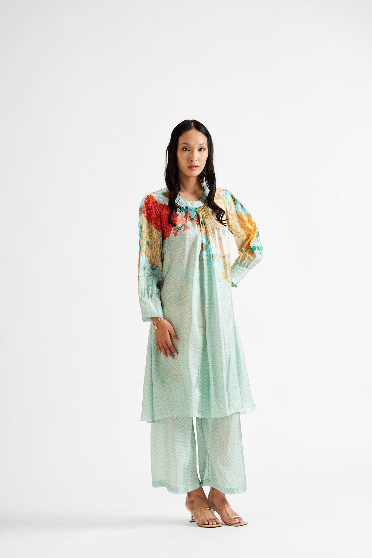 Nieve-Light Green Knife Pleats Kurta Set