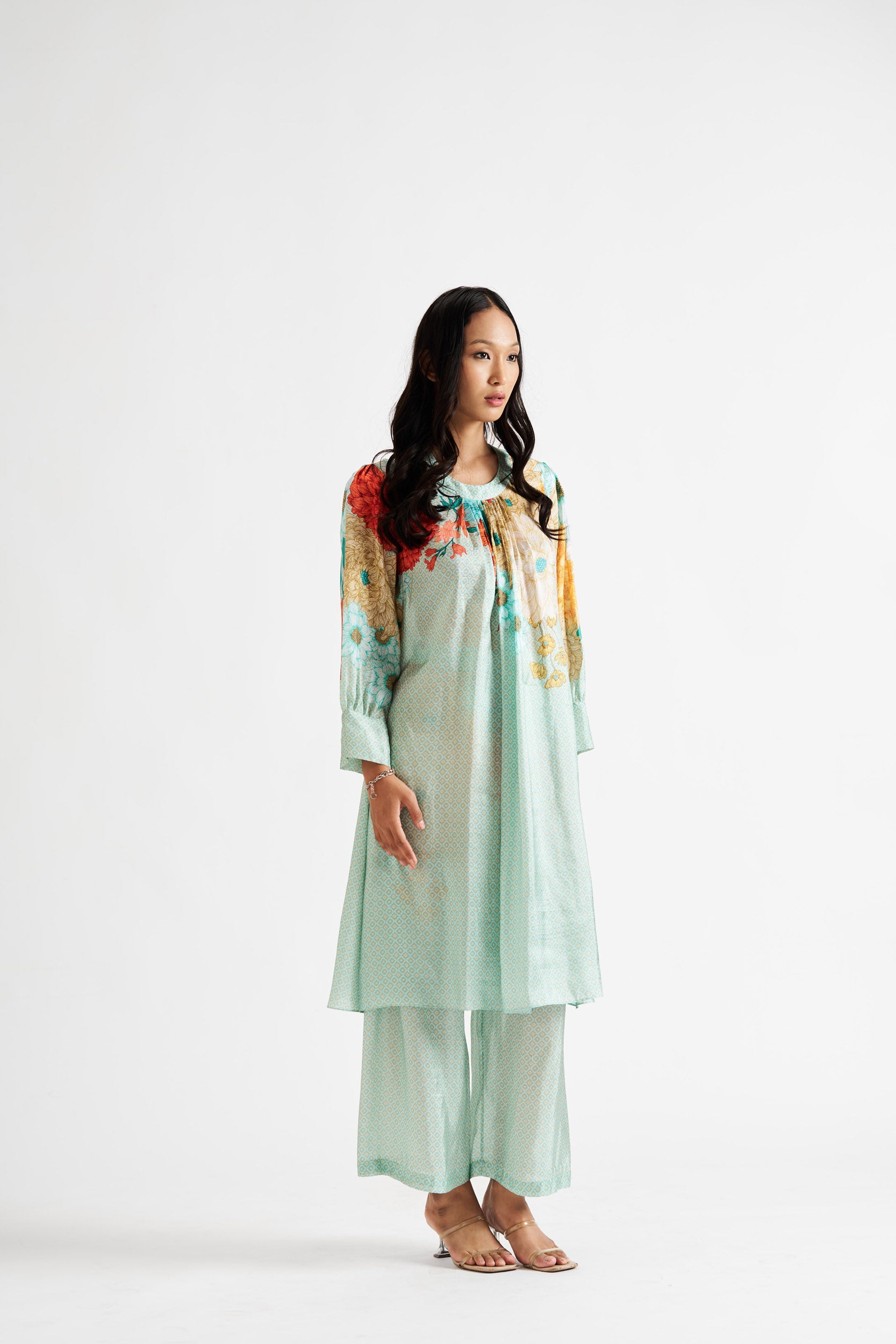 Nieve-Light Green Knife Pleats Kurta Set