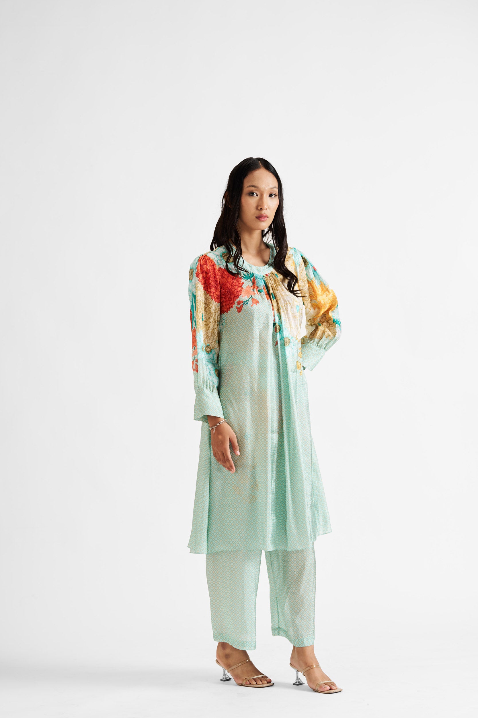 Nieve-Light Green Knife Pleats Kurta Set