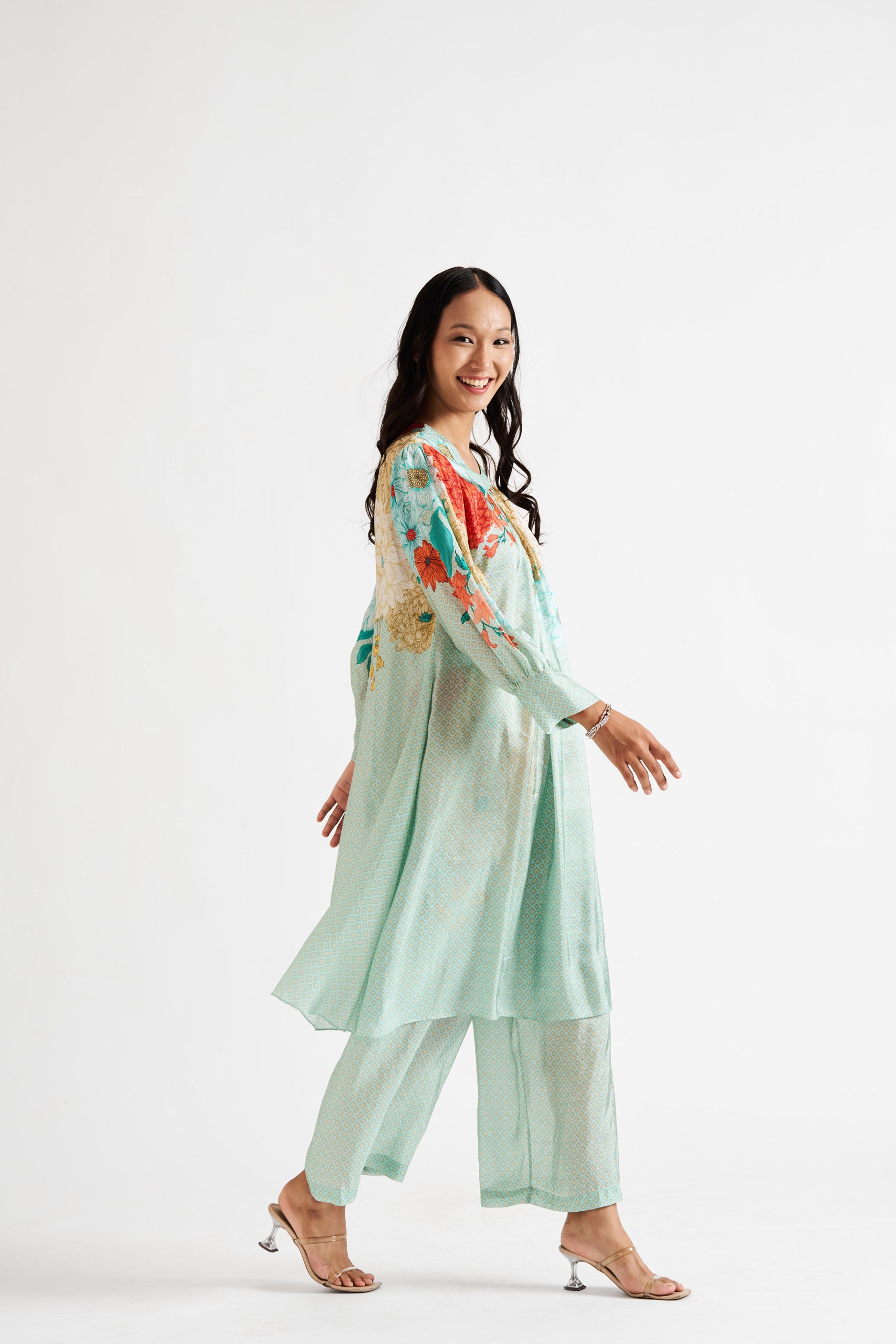 Nieve-Light Green Knife Pleats Kurta Set