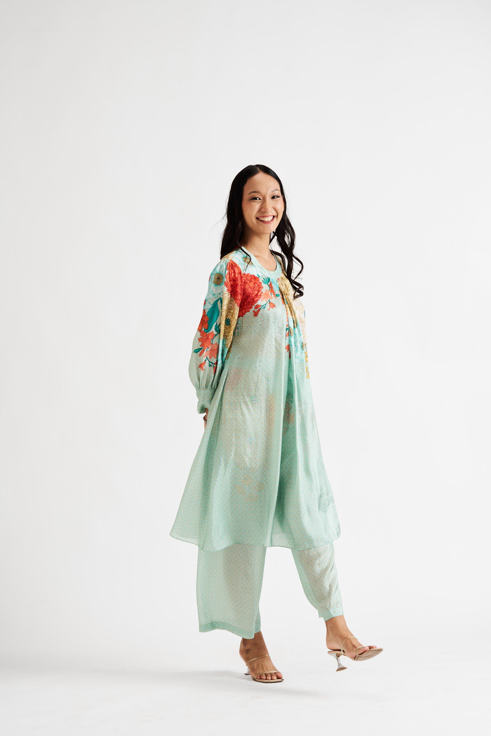 Nieve-Light Green Knife Pleats Kurta Set