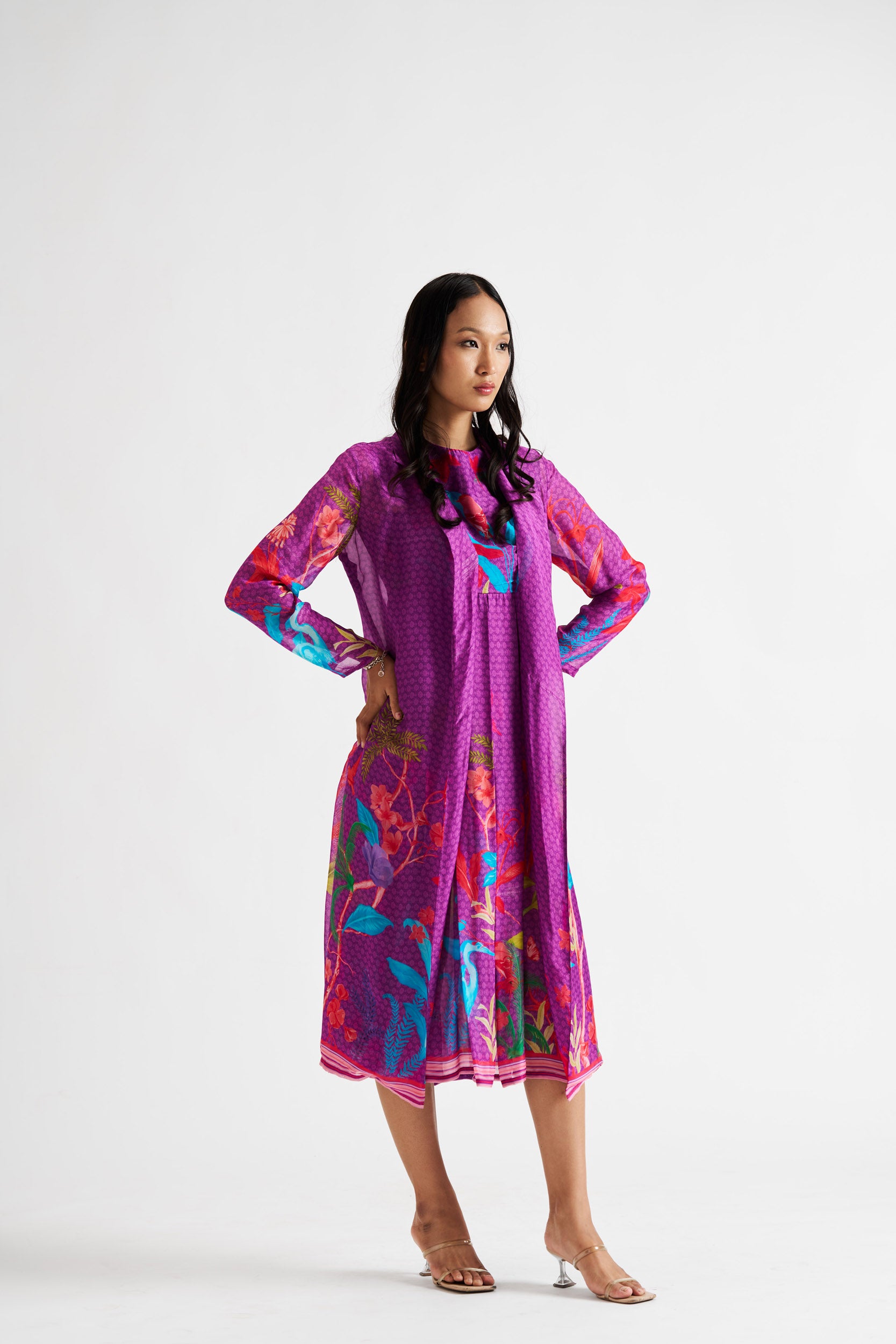 Valeria-Purple Floral Jacket Dress