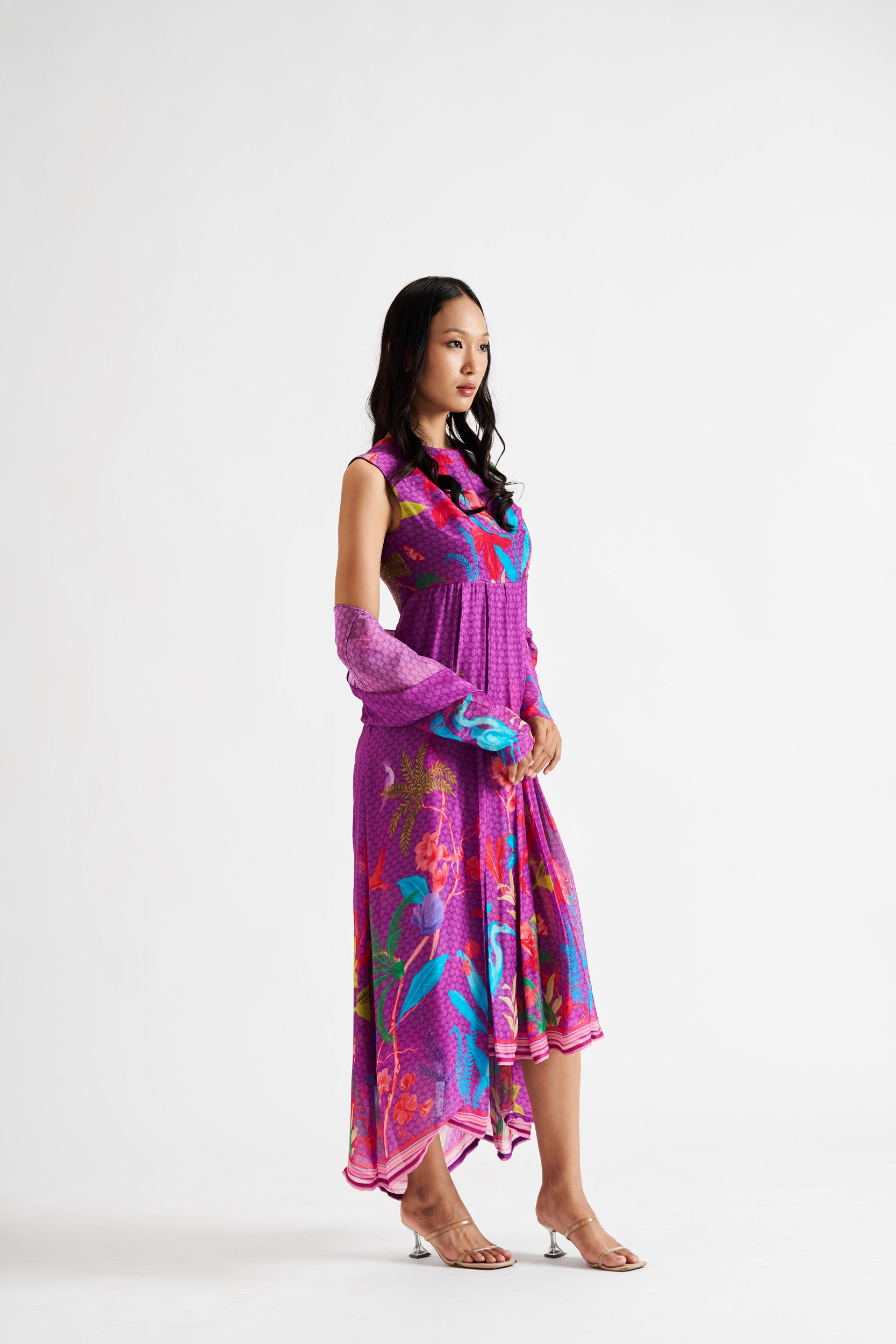 Valeria-Purple Floral Jacket Dress