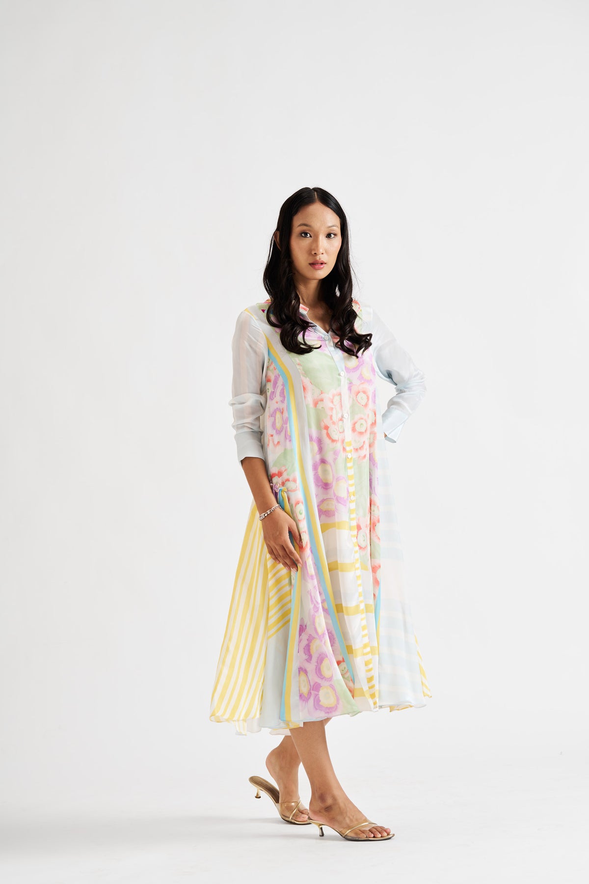 Jaime-Kurta with Side Ruffles & Pockets