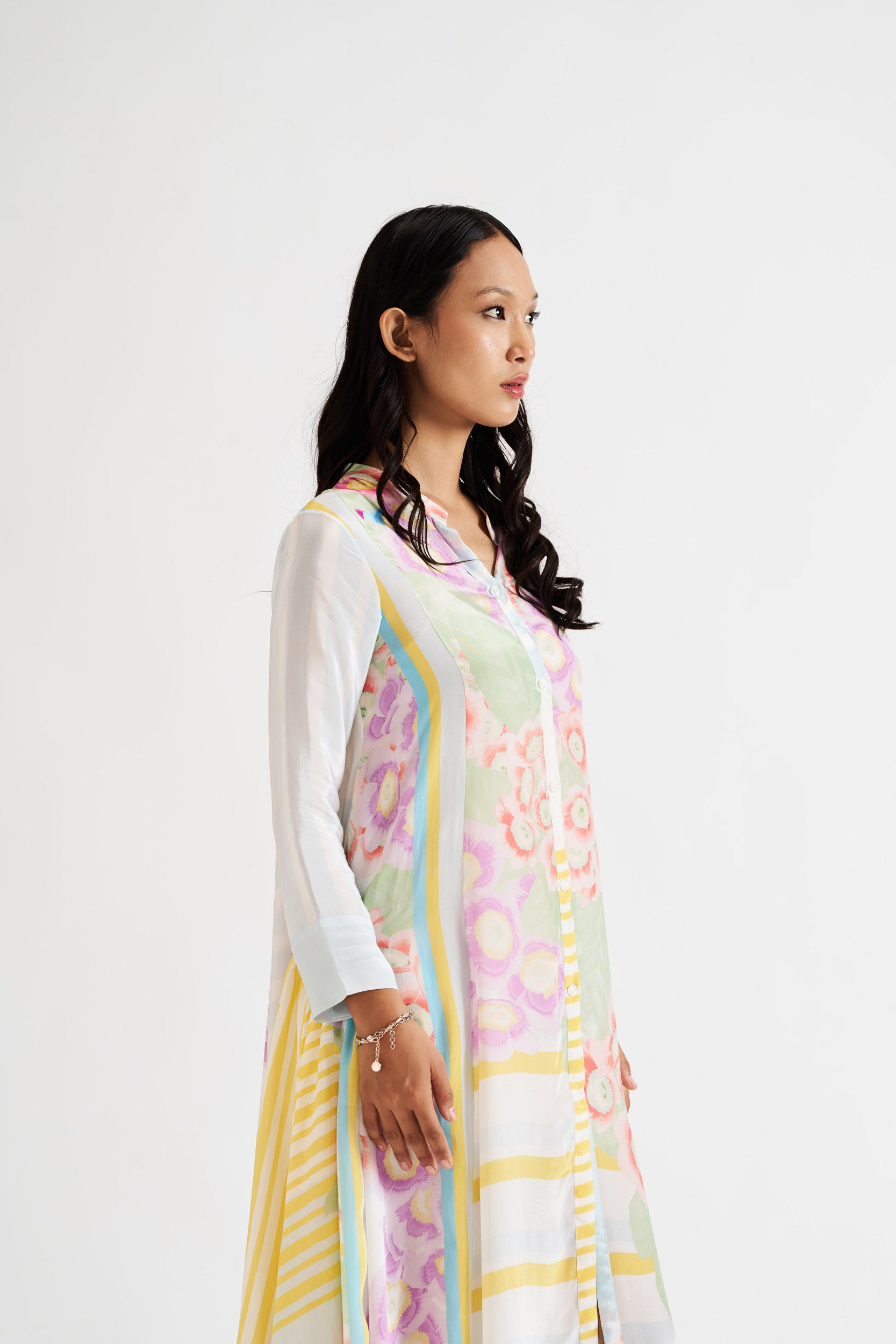 Jaime-Kurta with Side Ruffles & Pockets