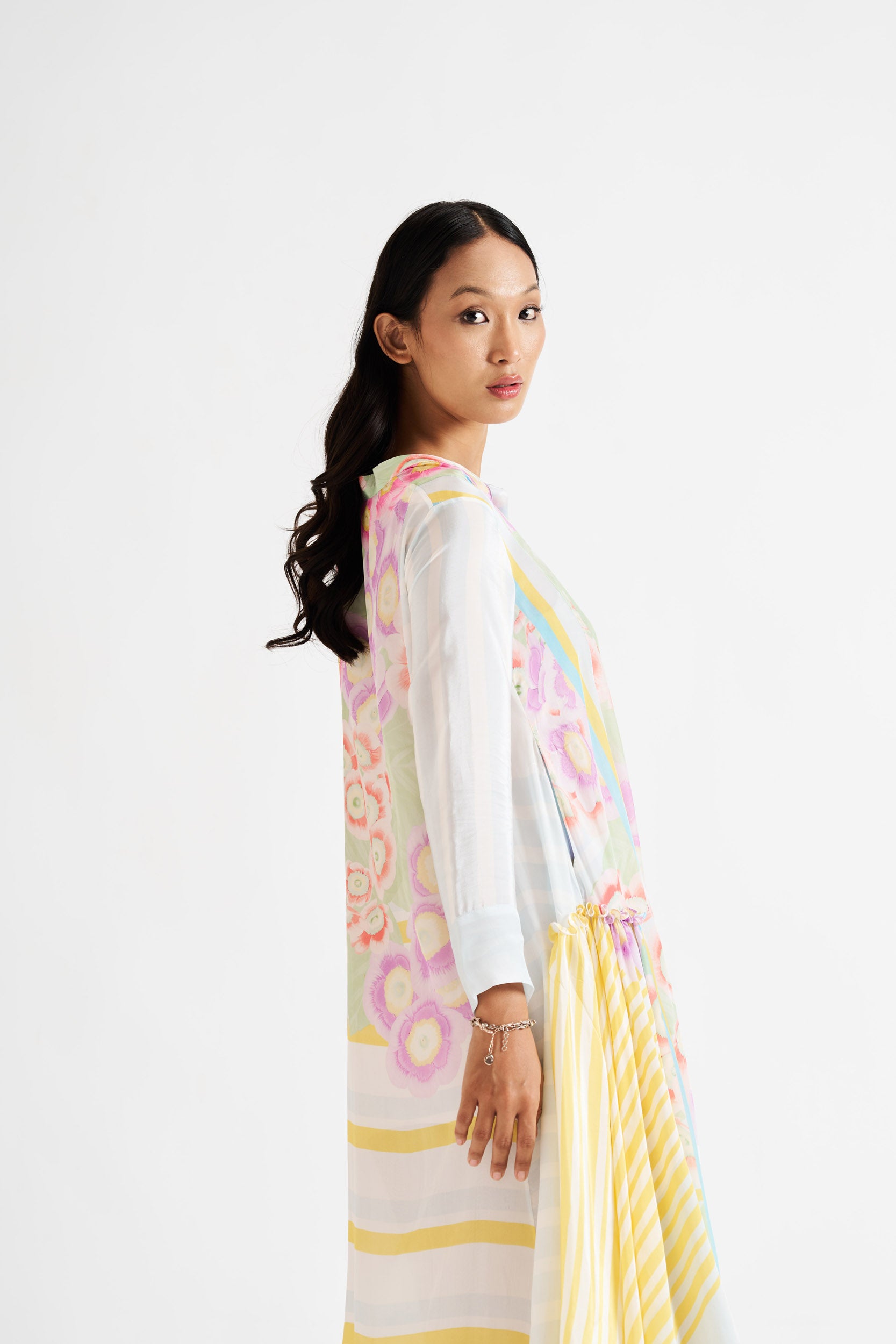 Jaime-Kurta with Side Ruffles & Pockets