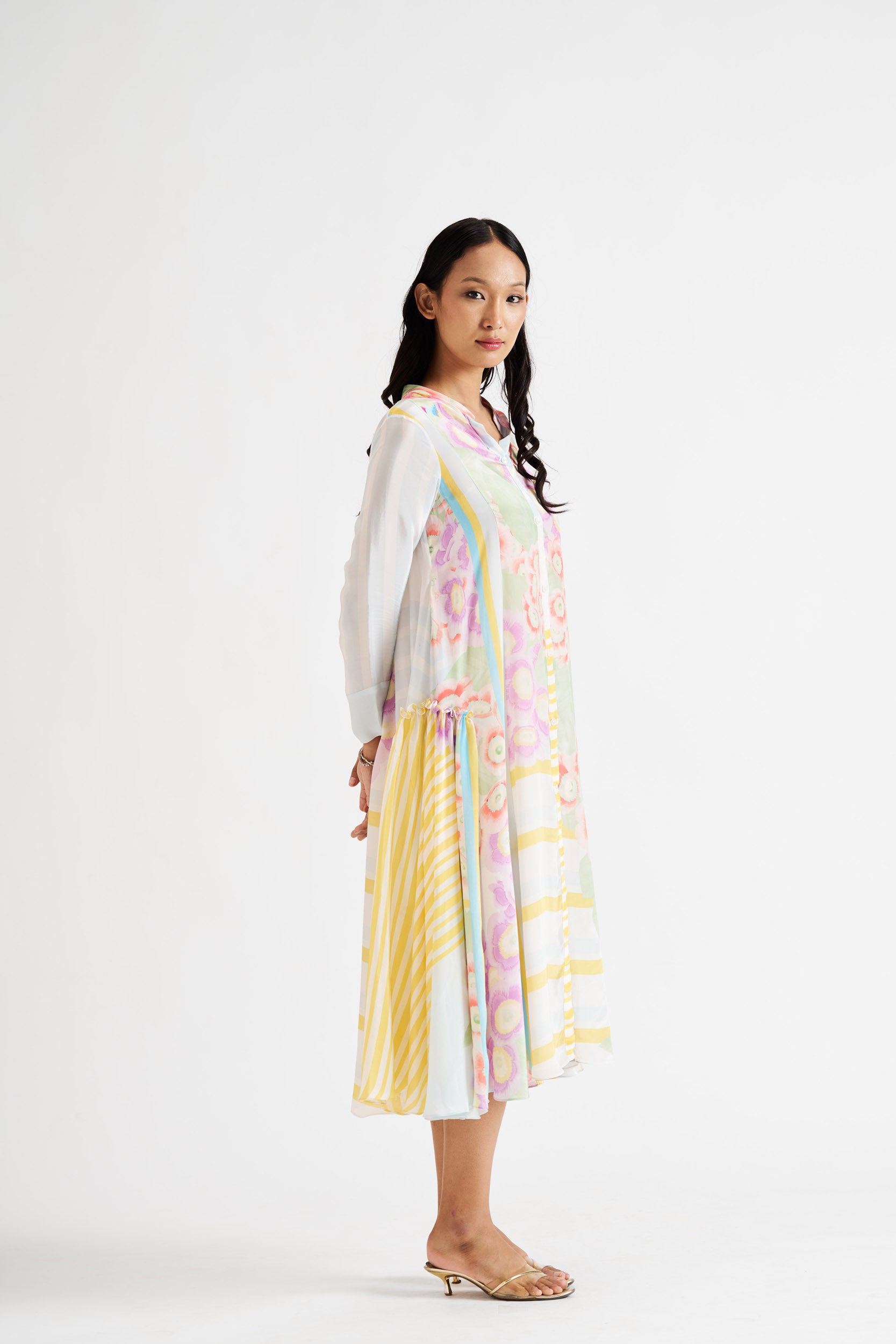 Jaime-Kurta with Side Ruffles & Pockets