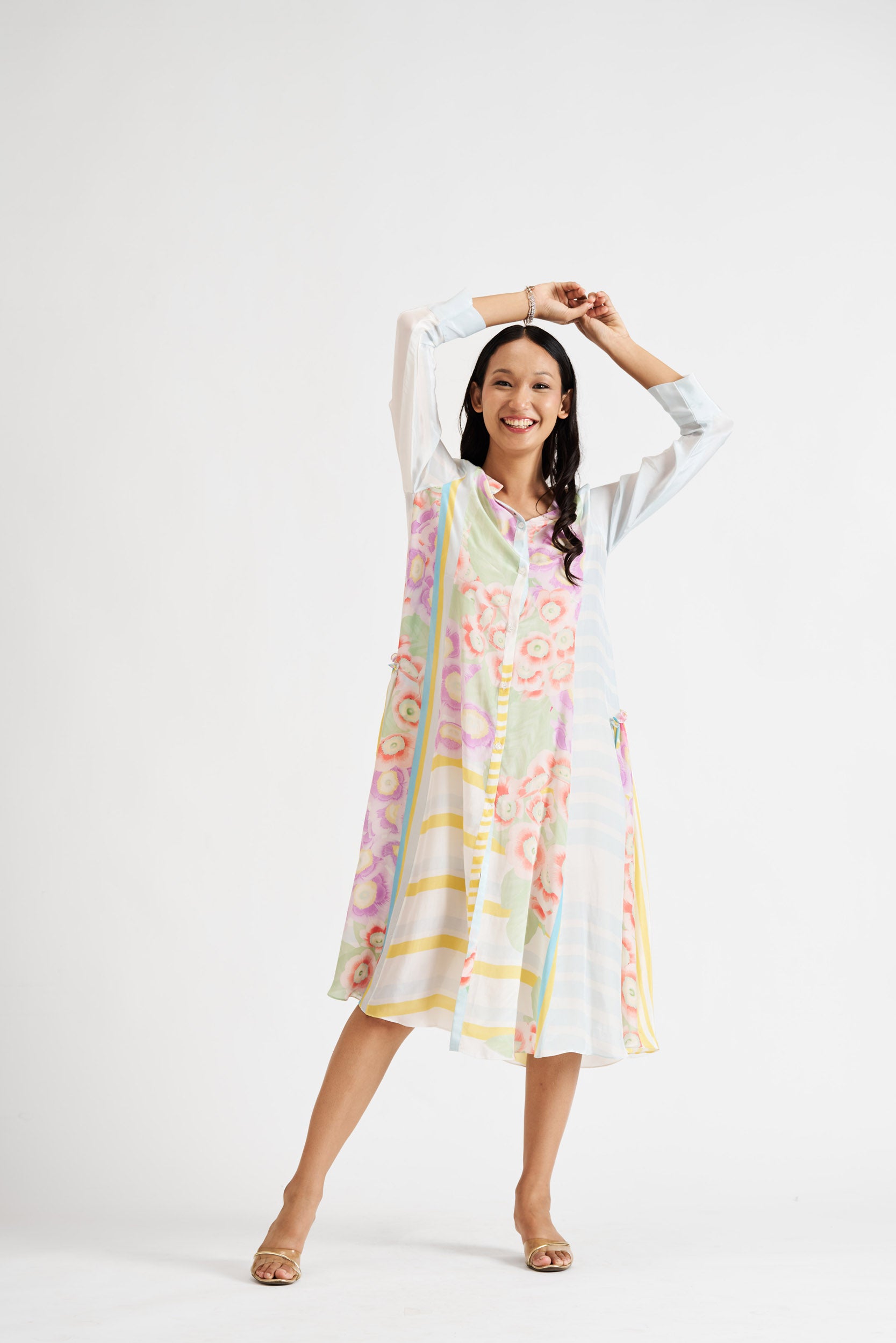 Jaime-Kurta with Side Ruffles & Pockets