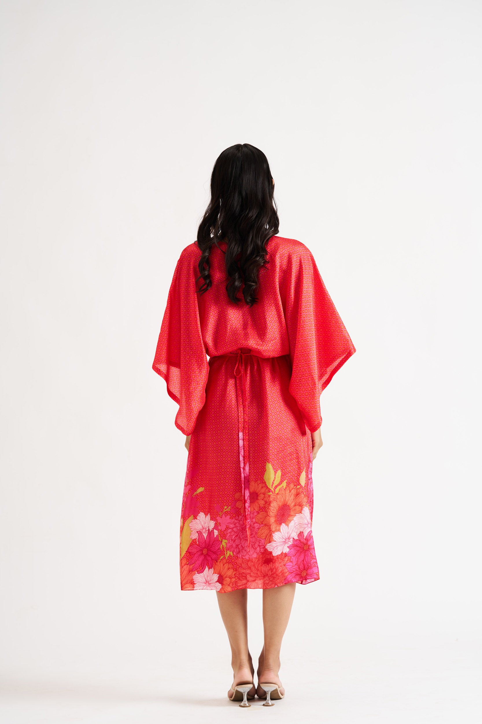 Ivana-Red Floral Kaftan Dress