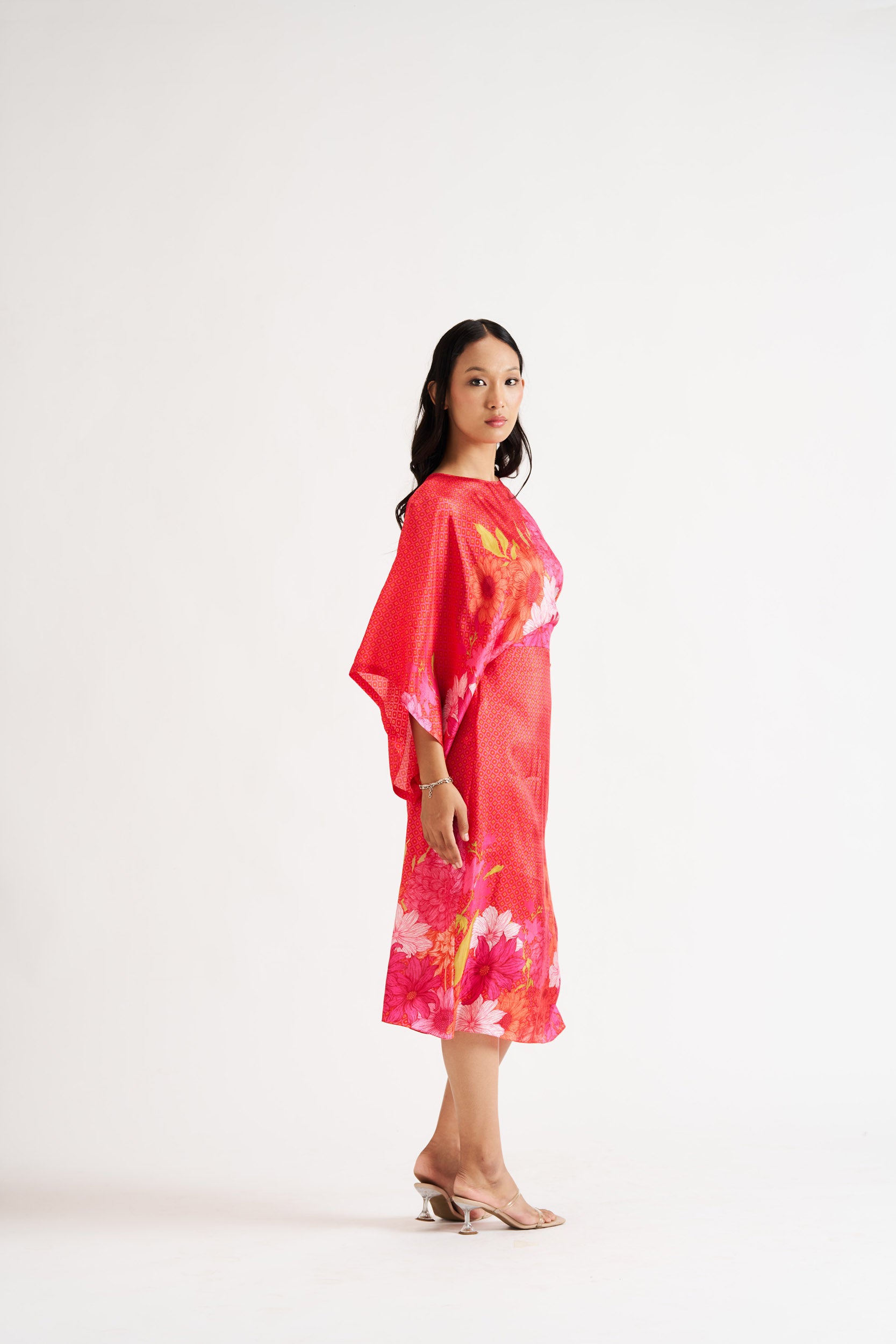 Ivana-Red Floral Kaftan Dress