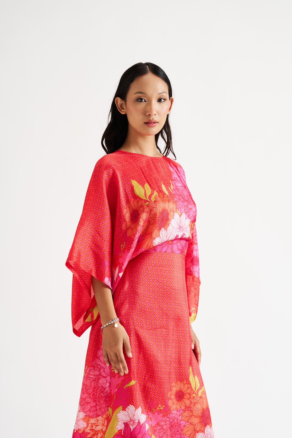 Ivana-Red Floral Kaftan Dress