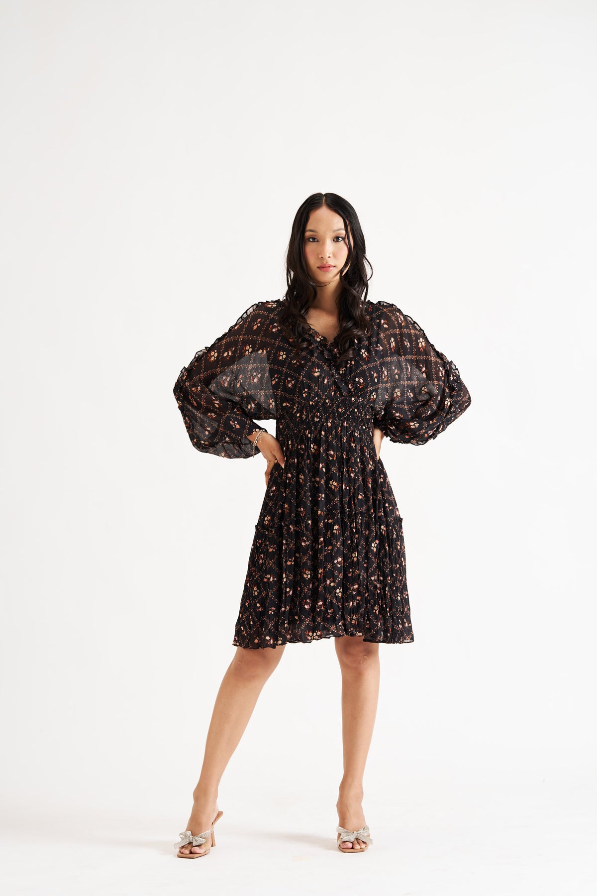 Black Ballon Sleeves Dress