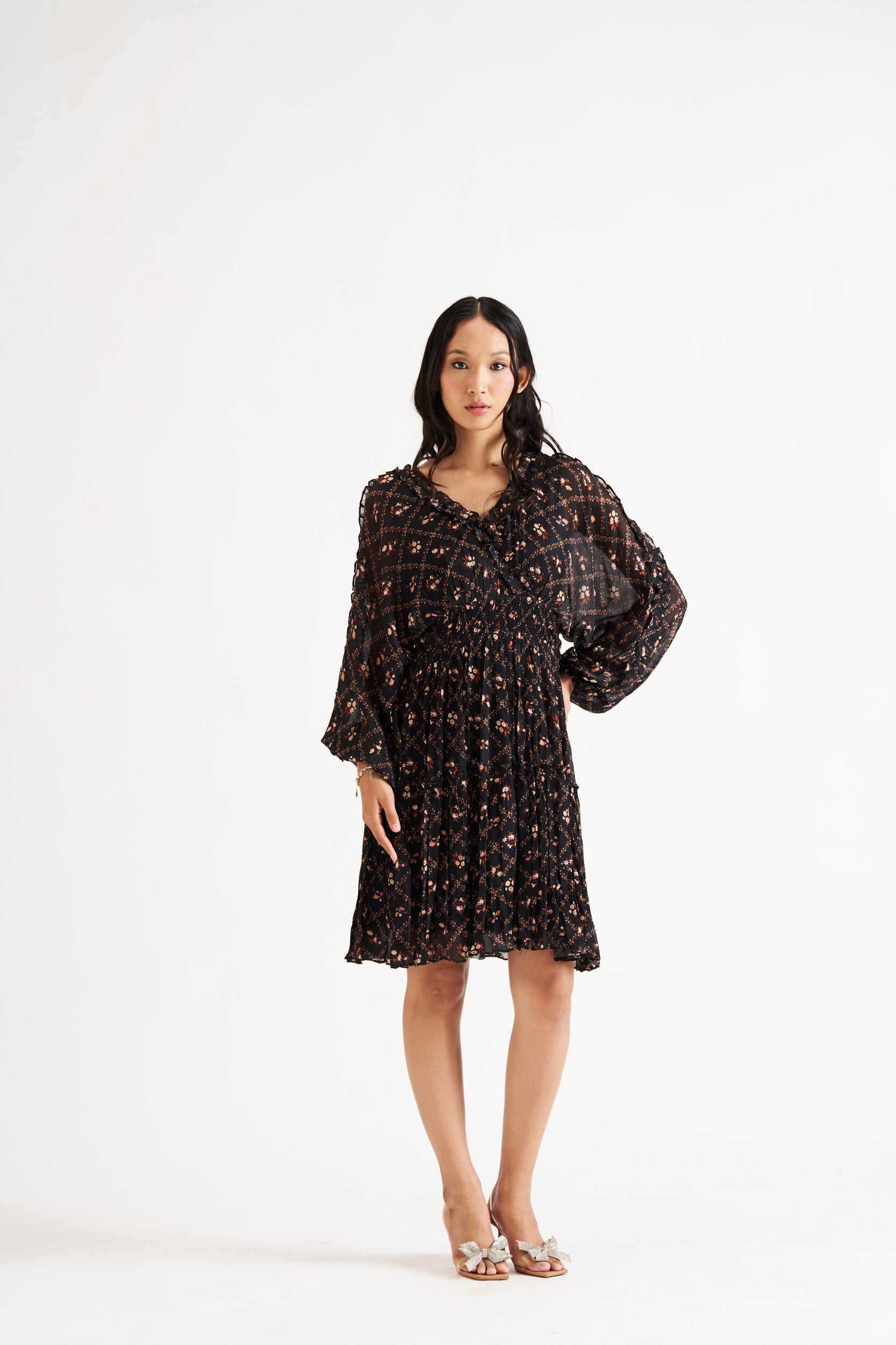 Black Ballon Sleeves Dress