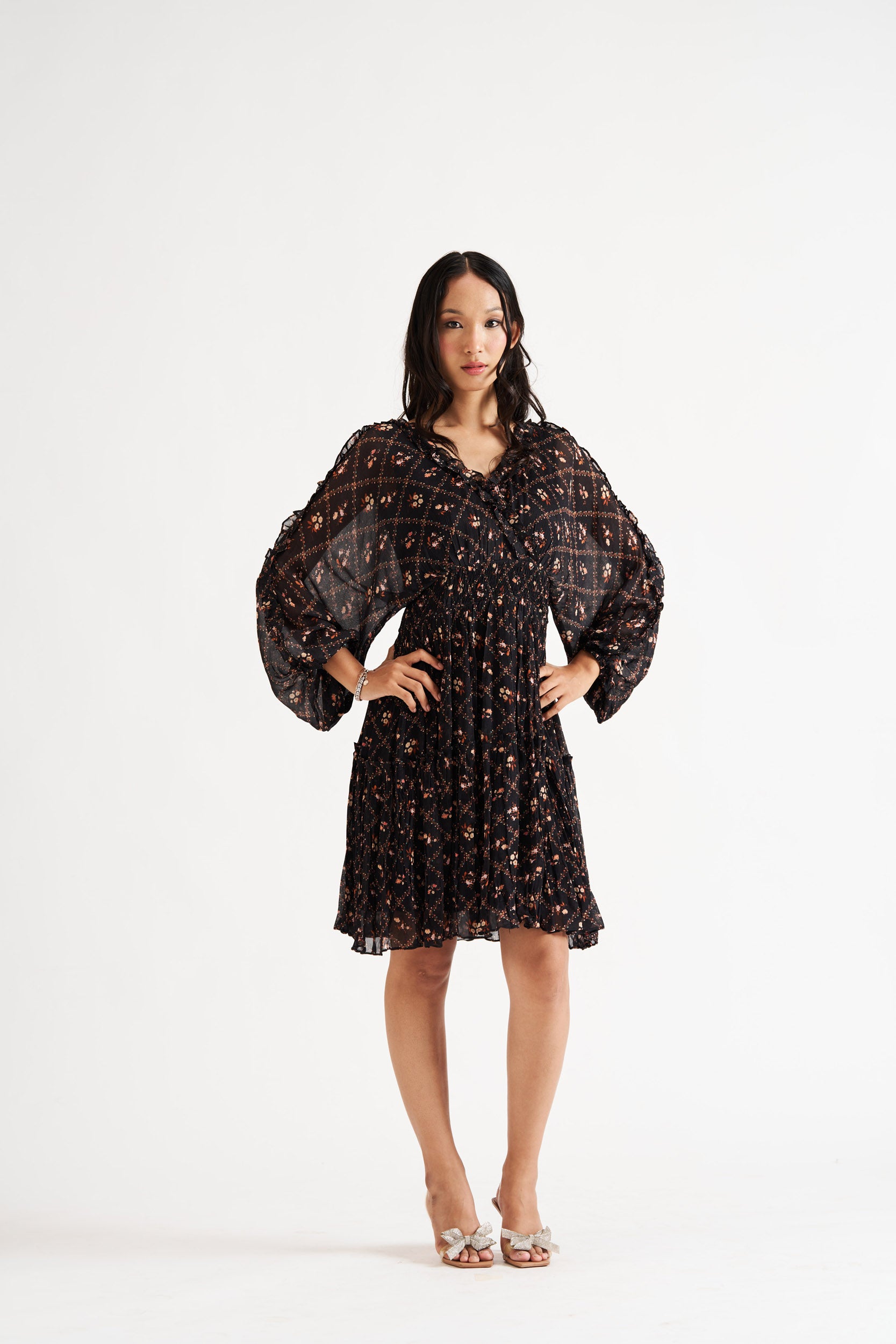 Black Ballon Sleeves Dress