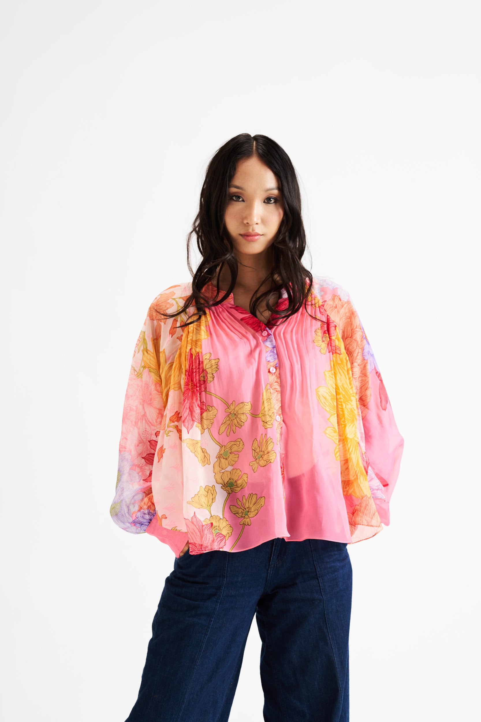 Liya -Pink High Neck Shirt