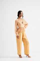 Analice-Yellow Lines Peplum Co-ord Set