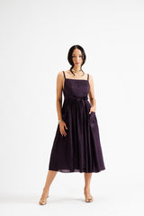 Noya- solid violet wrap dress