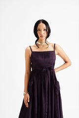 Noya- solid violet wrap dress