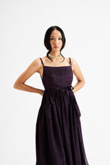 Noya- solid violet wrap dress