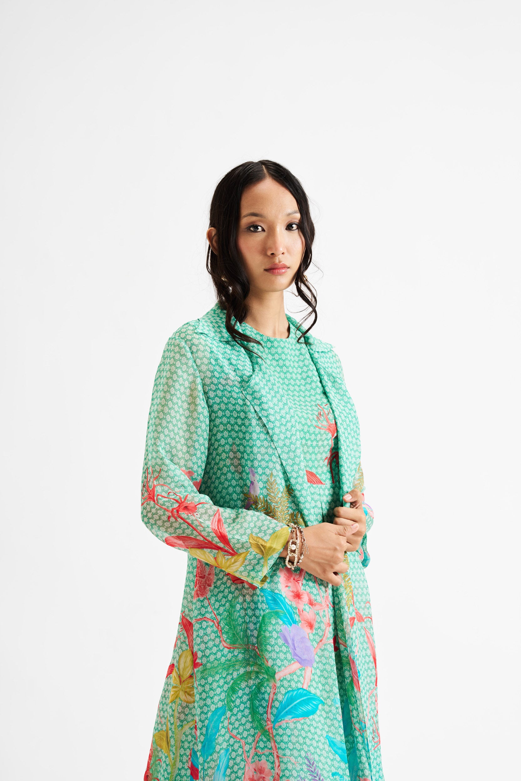 Evana-Green Short Jacket Dress