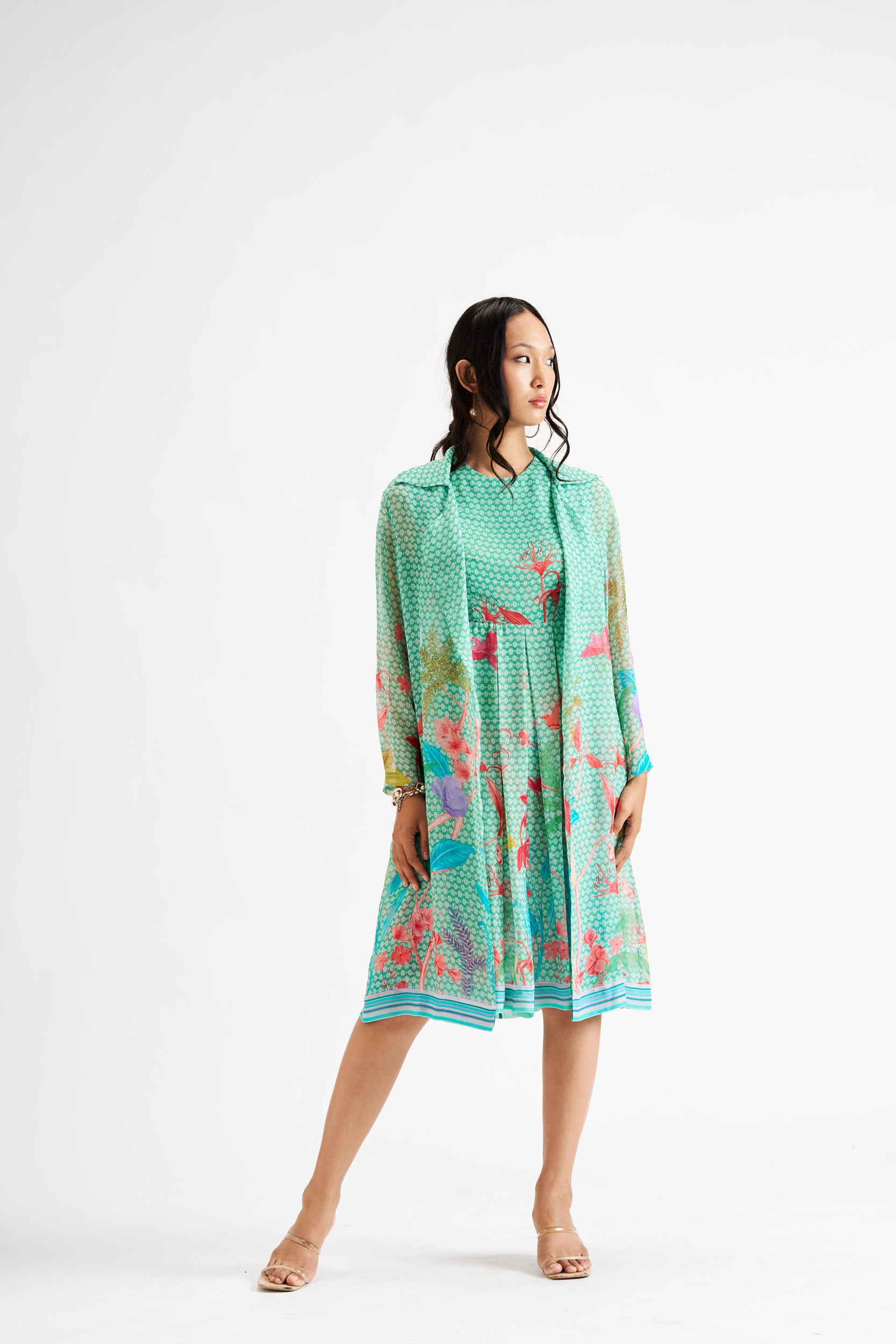 Evana-Green Short Jacket Dress