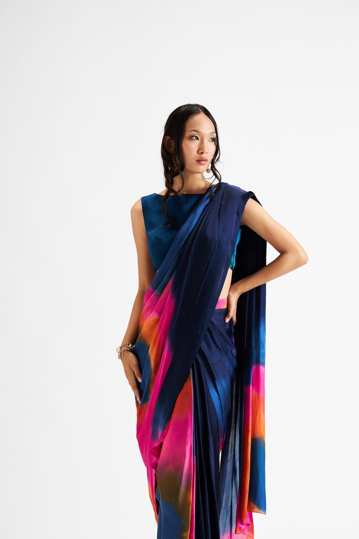 Tie Dye Draped Saree Dress