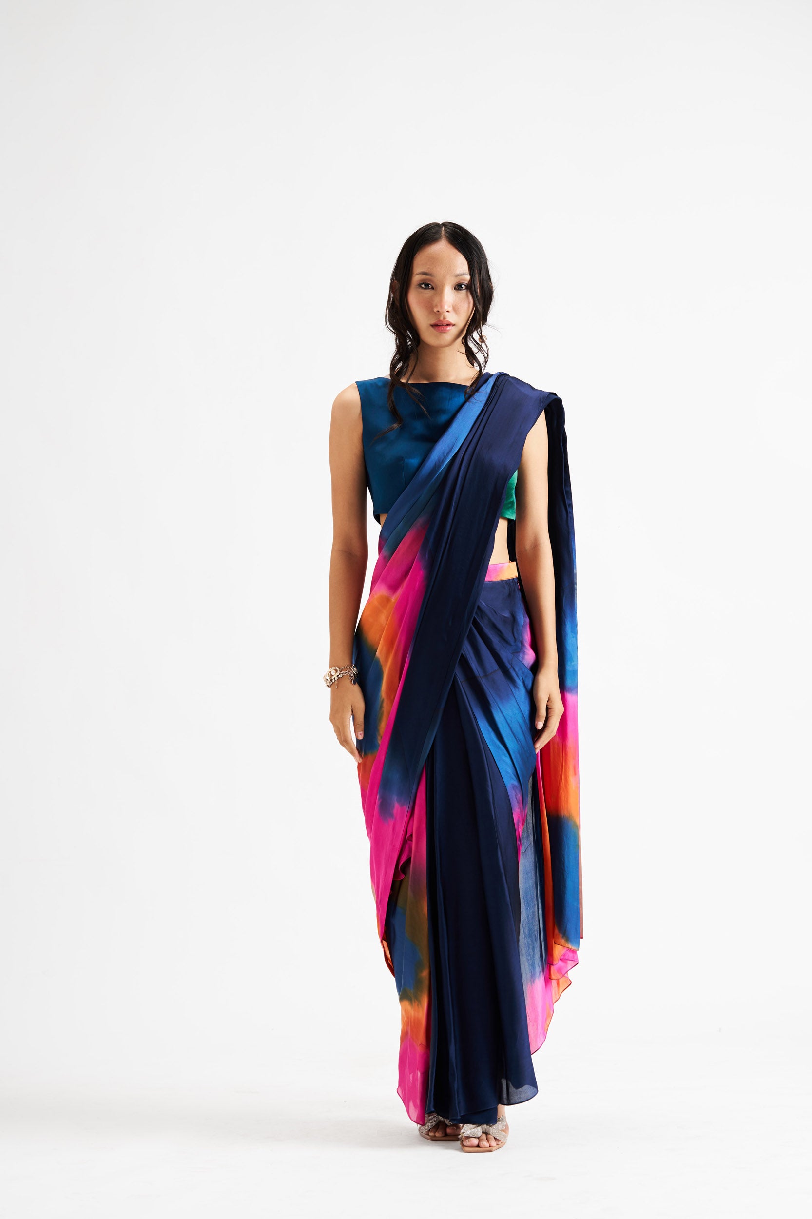 Tie Dye Draped Saree Dress