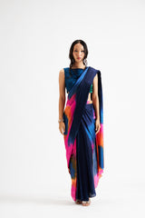 Tie Dye Draped Saree Dress