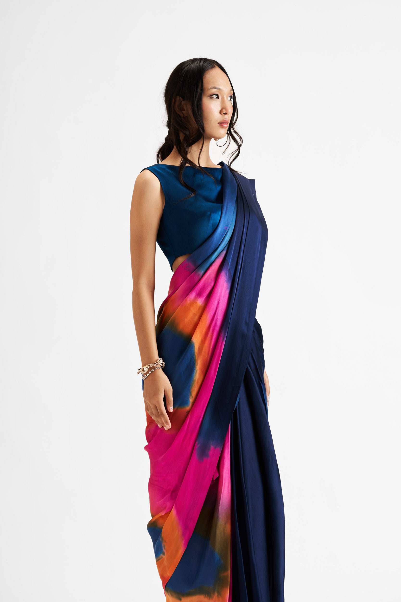 Tie Dye Draped Saree Dress