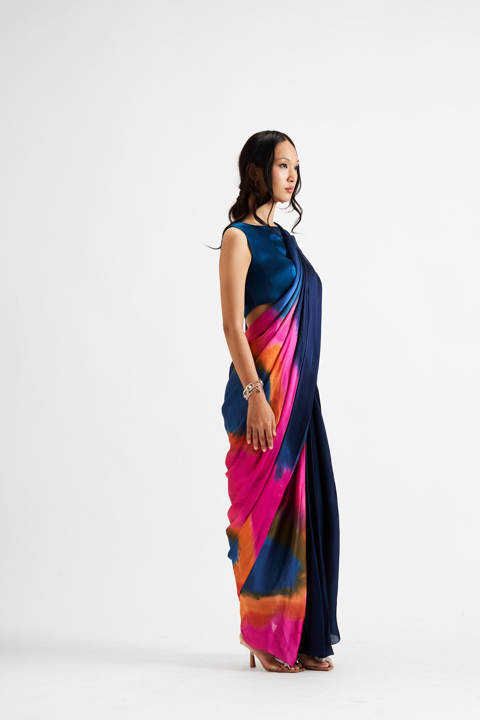 Tie Dye Draped Saree Dress