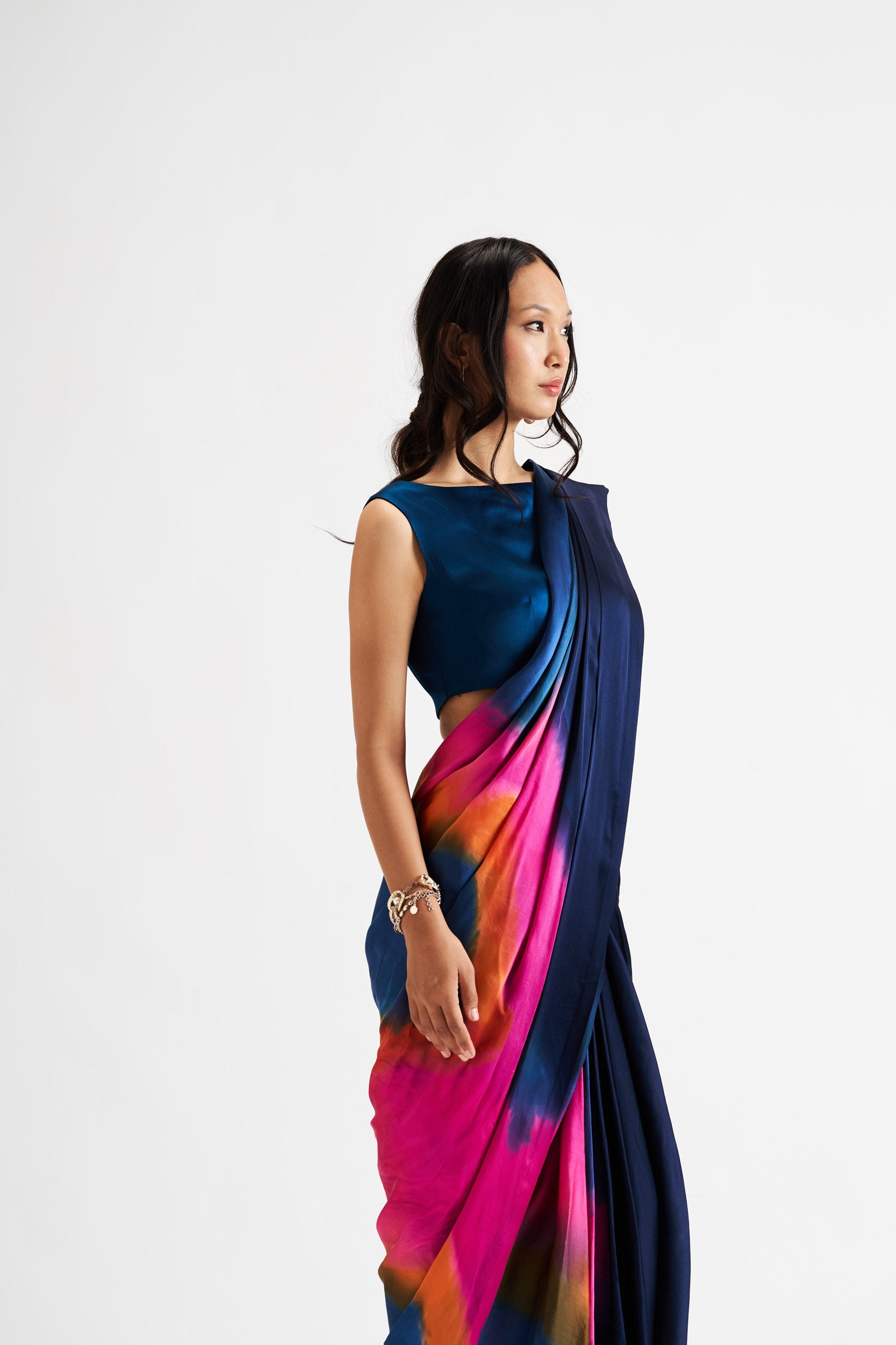 Tie Dye Draped Saree Dress