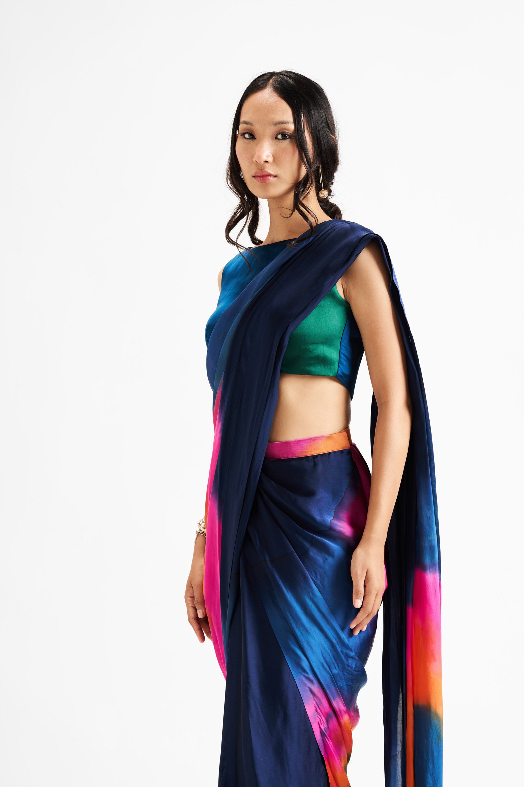 Tie Dye Draped Saree Dress