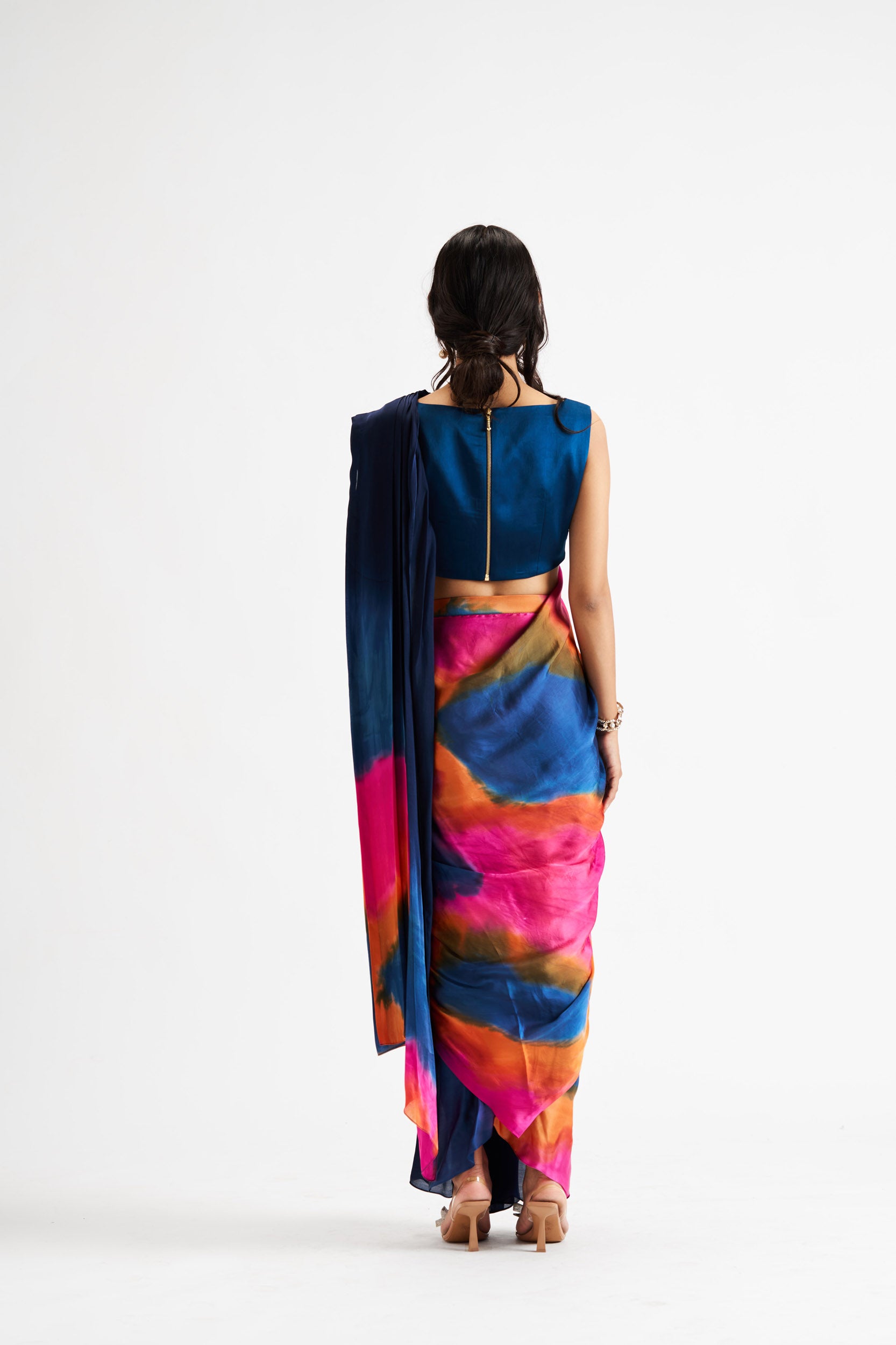 Tie Dye Draped Saree Dress