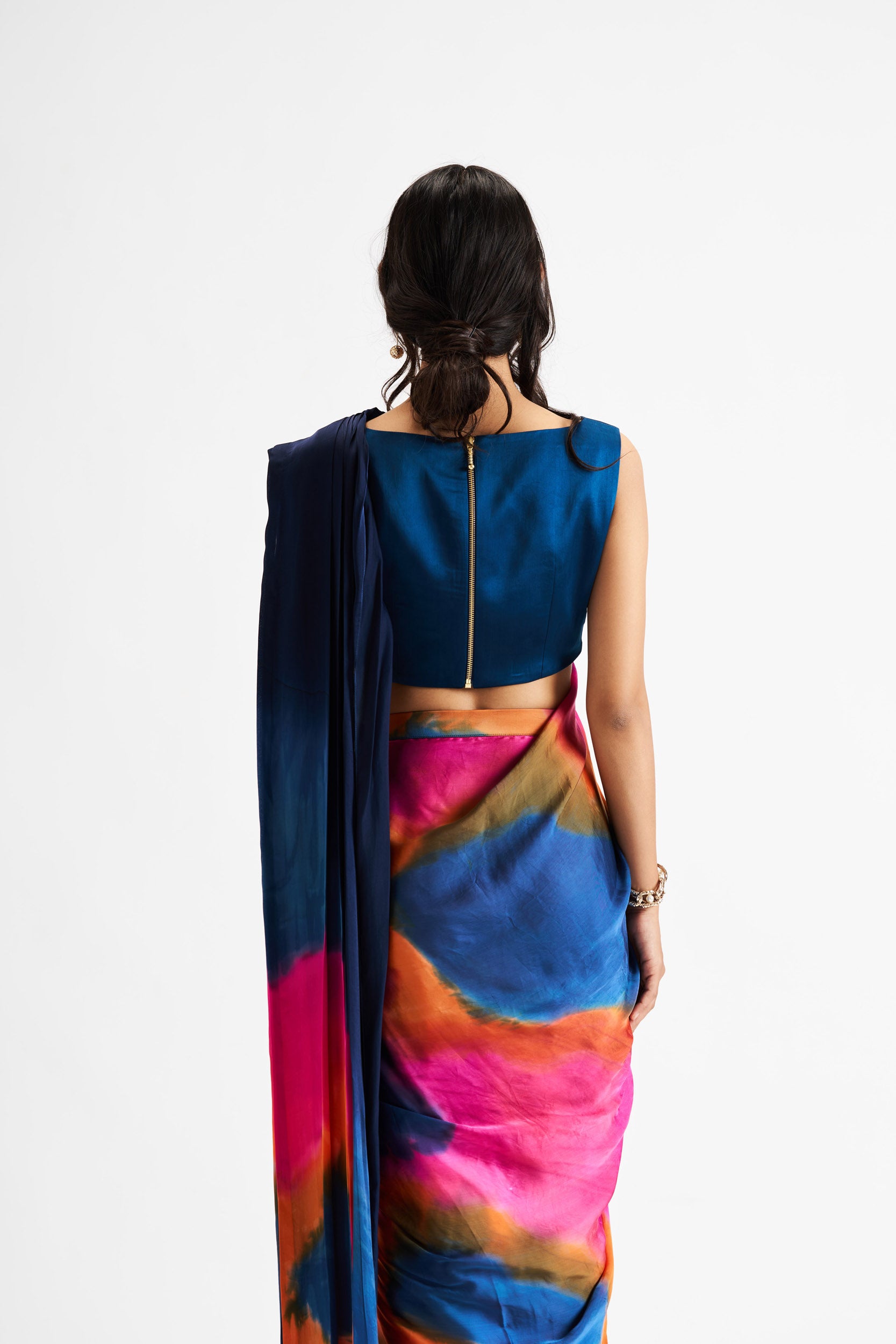 Tie Dye Draped Saree Dress