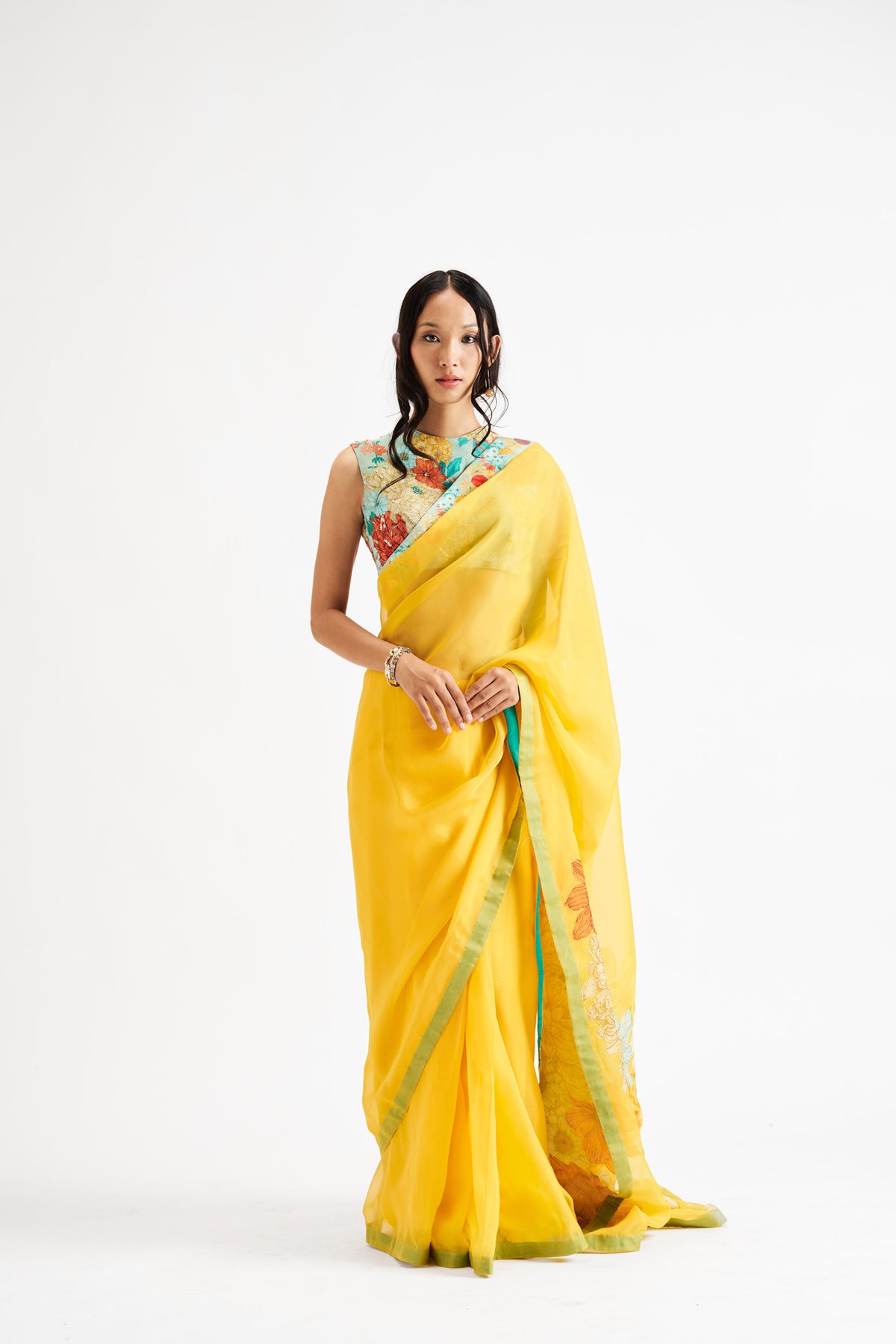 Jwala Saree with Blouse - Yellow