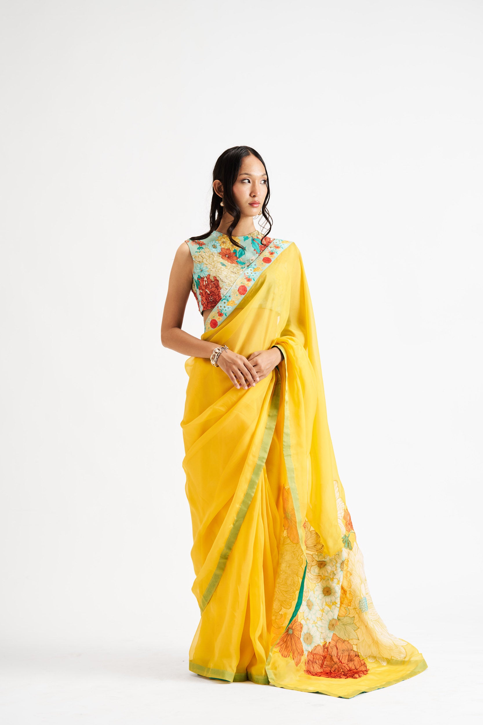 Jwala Saree with Blouse - Yellow