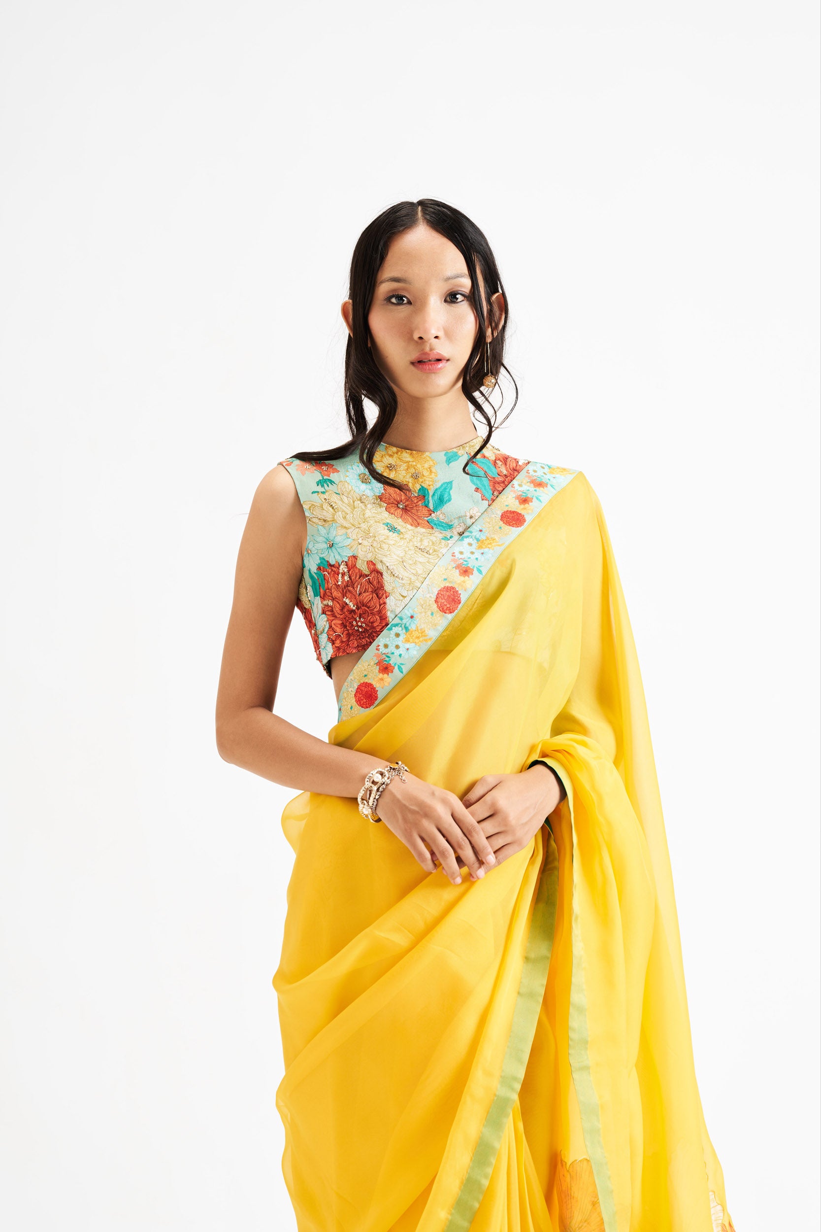 Jwala Saree with Blouse - Yellow