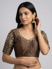 Copperish Brown Hand Embroidered Blouse