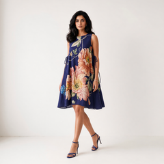 Anne short dress - Navy Blue